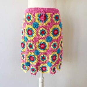 Vintage Boston Proper granny square crochet skirt